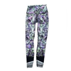Lululemon Womens Size 6 Purple and Green Leggings with Black Ankle Trim